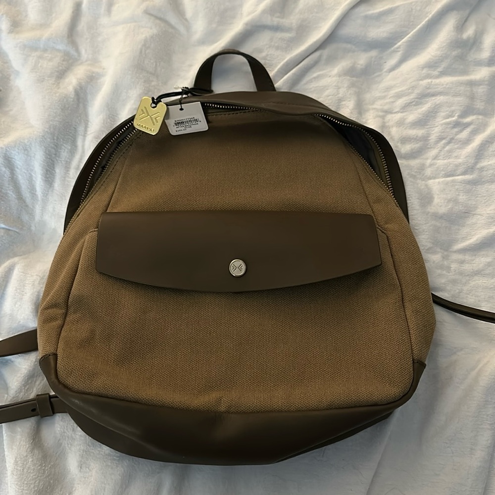 NWT Skägen Aften Backpack Brown Leather and Olive Canvas